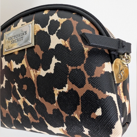 NWT VICTORIA'S SECRET 3-PC Set Leopard Black Travel Cosmetic Bag Makeup Pouch XL - Picture 15 of 16
